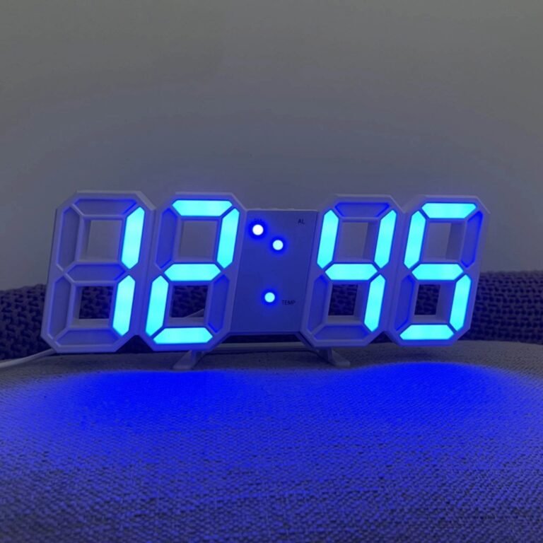 3D LED Digital Clock Glowing Decoration Wall or Table Clock – Blue LED
